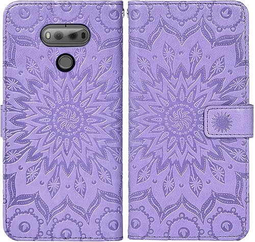 Miniatura 4 de Asuwish Funda de teléfono para LG V20 con protector de pantalla de vidrio templado y piel de girasol, funda delgada con tapa abatible para tarjeta