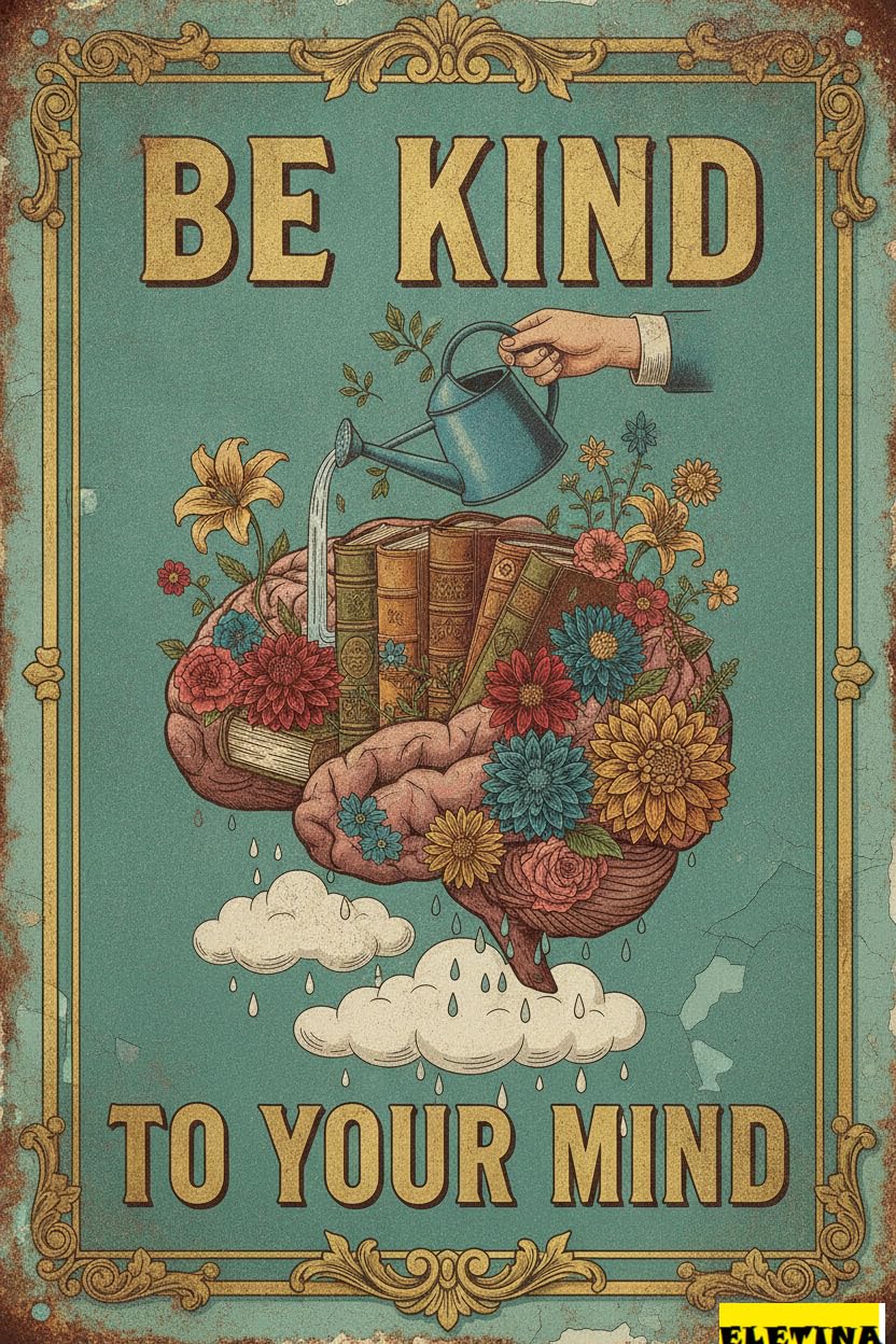 Be Kind To Your Mind Reading Tin Sign, 8x12 Inch Decor