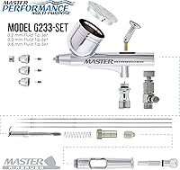 Vista 3 de Master Airbrush Cool Runner II Kit de sistema de compresor de tanque de aire de doble ventilador con kit profesional de aerógrafo de gravedad G233