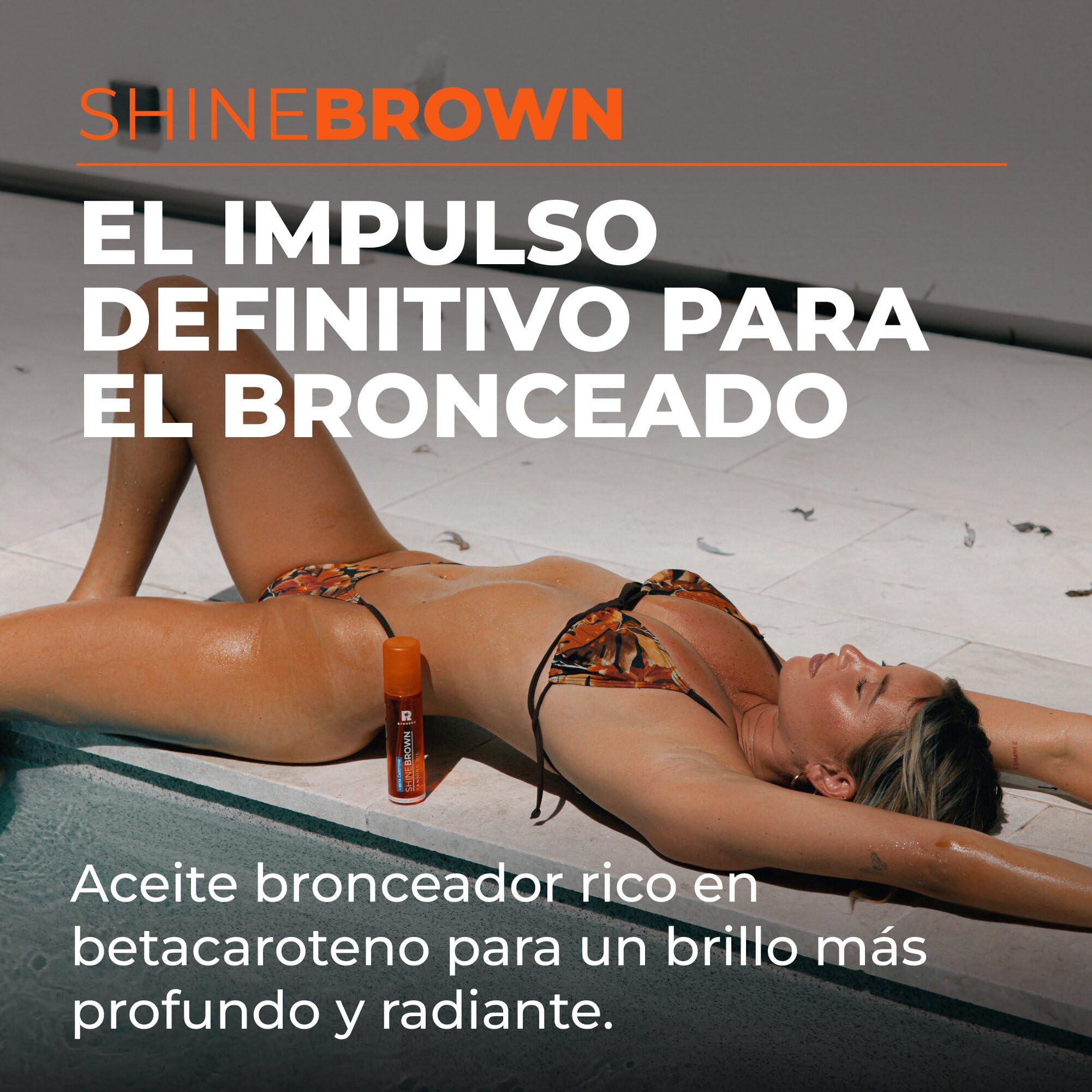 BYROKKO Shine Brown - aceite de bronceado de betacaroteno (150 ml), acelerador para tumbonas y sol al aire libre, para maximizar el bronceado definitivo