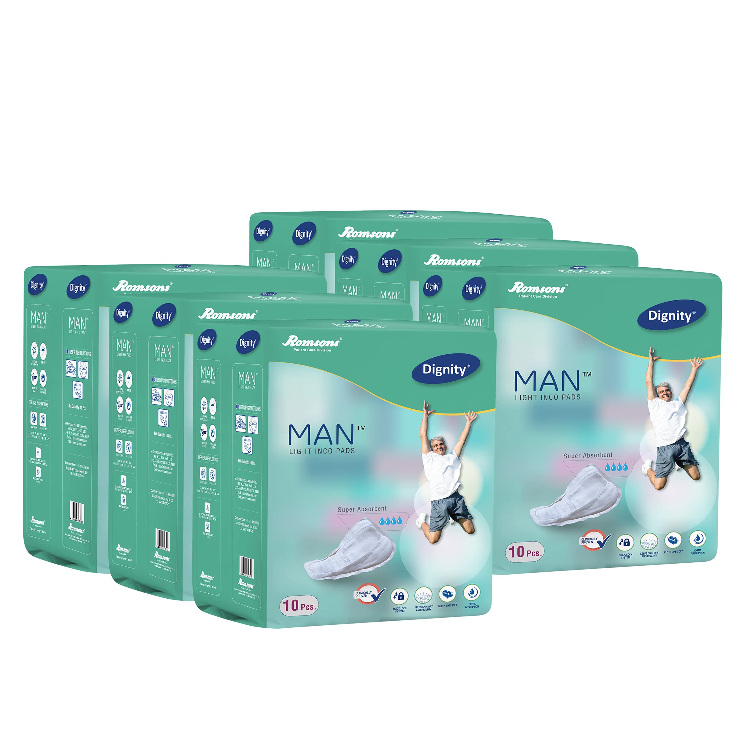 DIGNITY Men Man Light Incontinence Pads For Leakage Protection, Light Absorption Male Incontinence Pads, 10 Pads/Pack (Pack Of 6) 60 Pads (B08421HD83) Amazon Price History, Amazon Price Tracker
