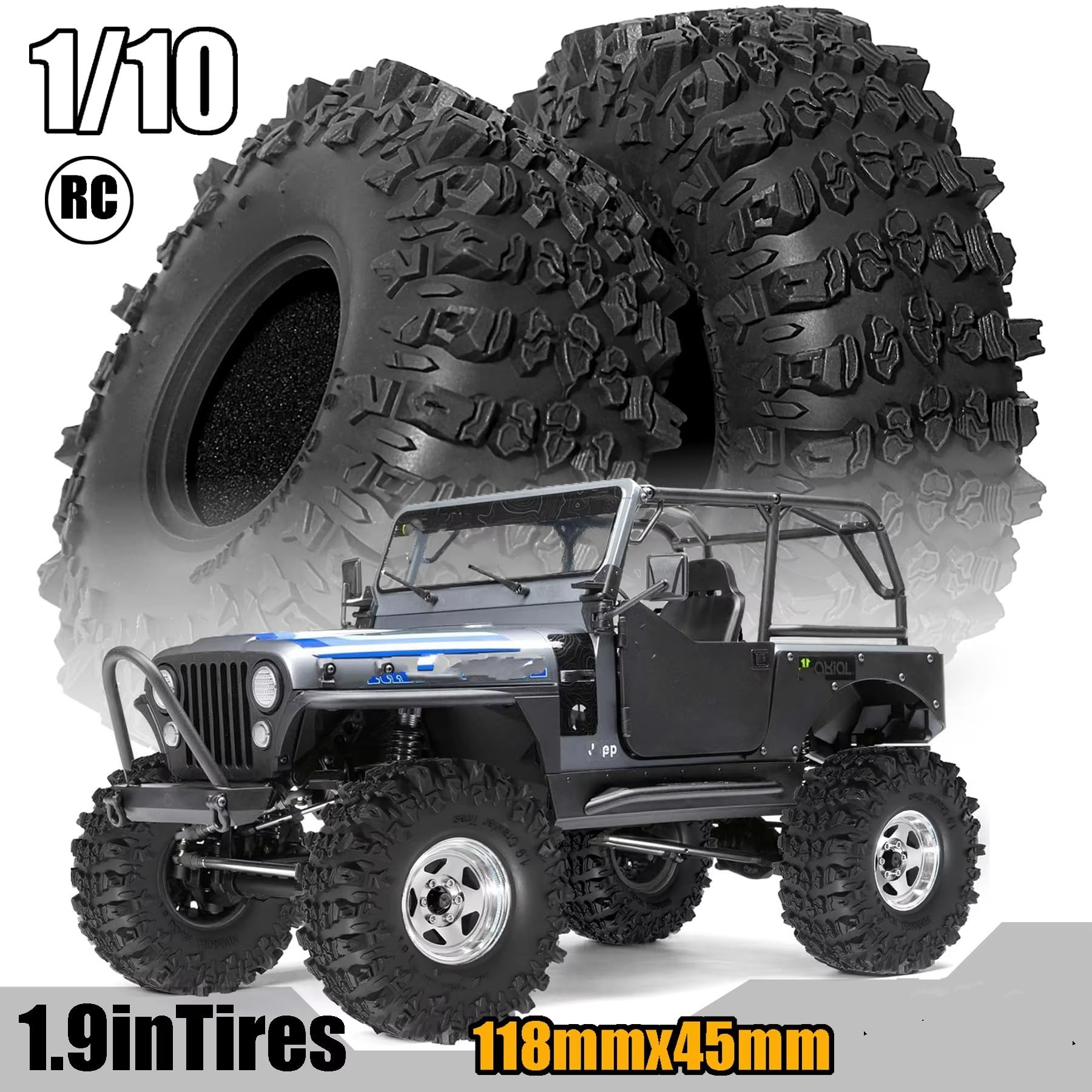 Compatibile Con Traxxas Per TRX4 Per Axial Per SCX10 90046 Per Tamiya CC01 D90 Pneumatici RC Mud Slingers Da 1,9" Diametro Esterno Di 118 Mm Per Cingoli RC Ruote Gomma
