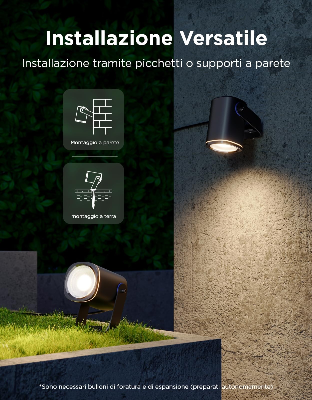 Govee Faretti da Esterno 2, RGBWIC Luci da Esterno, Dimmerabile 700lm, 2 pz | IP67, Luce da Giardino con 69 Scena e 16 Mio di Colori, Luci LED con Diversi Modi di Installazione, Funziona con Alexa