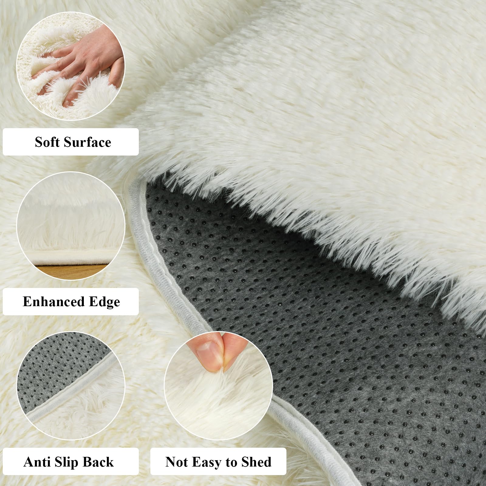Homcomodar Hochflor Teppich Wohnzimmer Beige Teppich Wohnzimmer 200x300 Große Teppiche Anti-Rutsch Teppiche Kinderzimmer Schlafzimmer FlauschigerTeppich