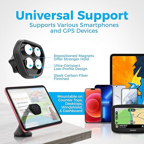 Miniatura 7 de Naztech MagBuddy Elite - Soporte de teléfono para automóvil, soporte para parabrisas de teléfono, soporte para teléfono celular para iPhone y