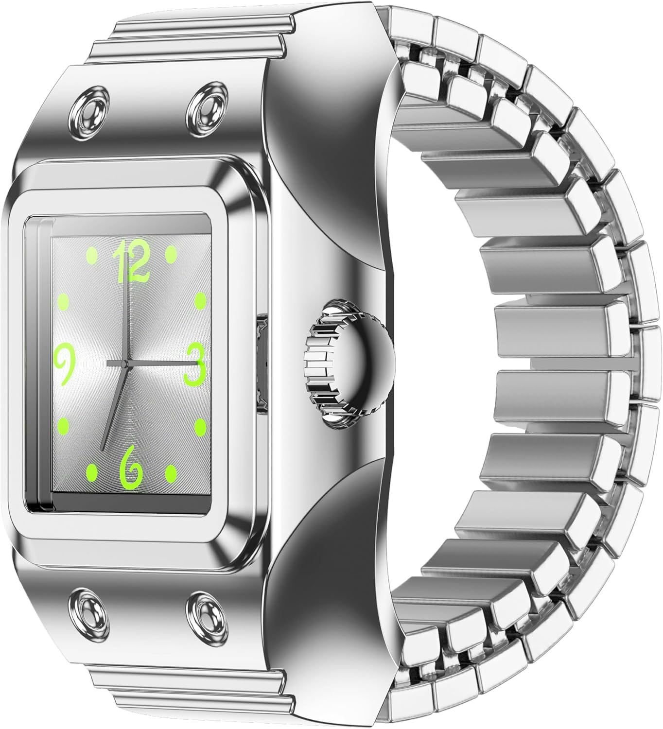 Finger Watch Smart Rings for Men Women Stretchy Elastic Band Heart Rate Monitor Sleep Tracker Pedometer Step Counter Calories Waterproof Dressy Creative Unique Fitness Ring Clock