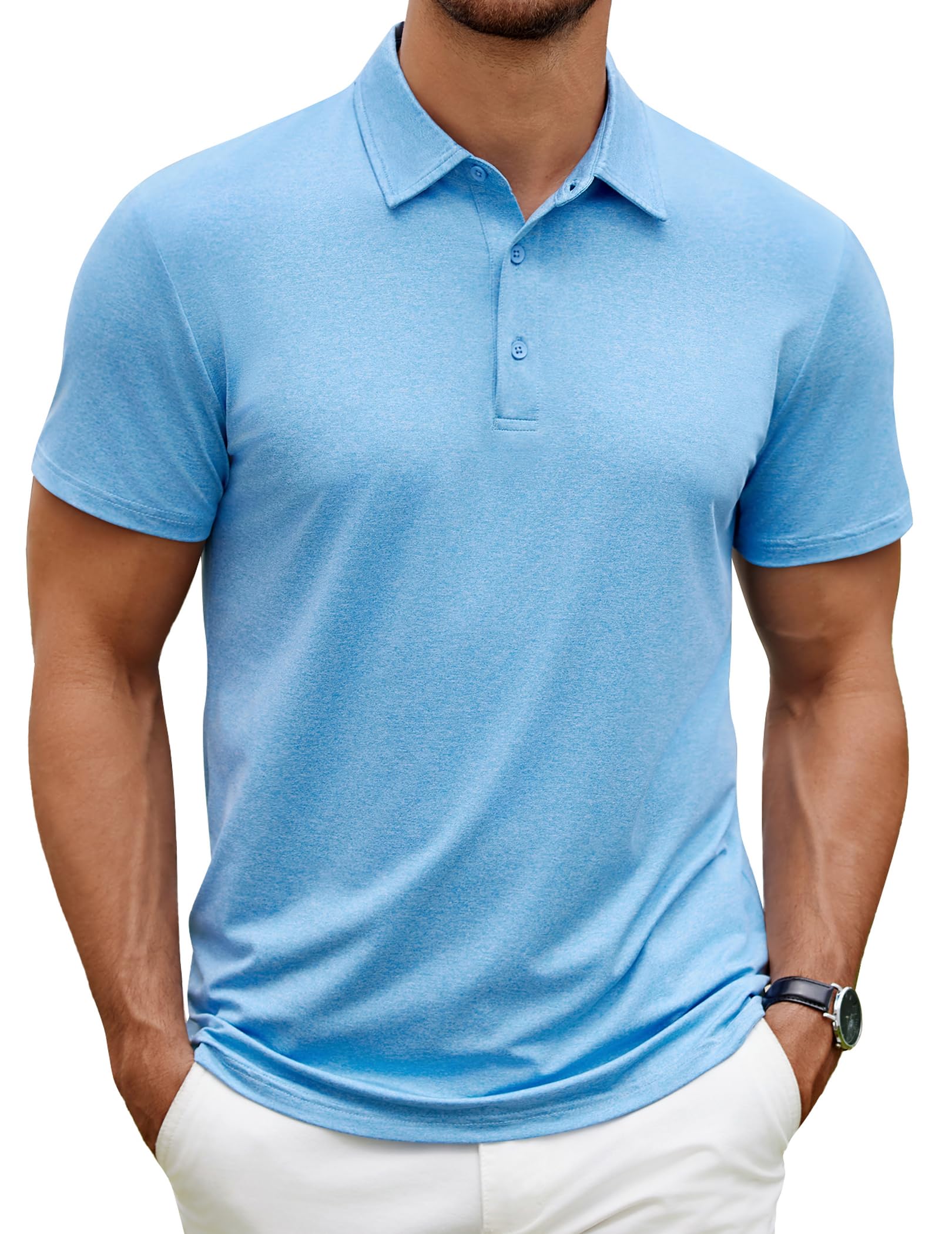COOFANDY Koszulka polo męska z krótkim rękawem, oddychająca, na lato, szybkoschnąca, sportowa koszulka funkcyjna, koszulka basic, Muscle Top