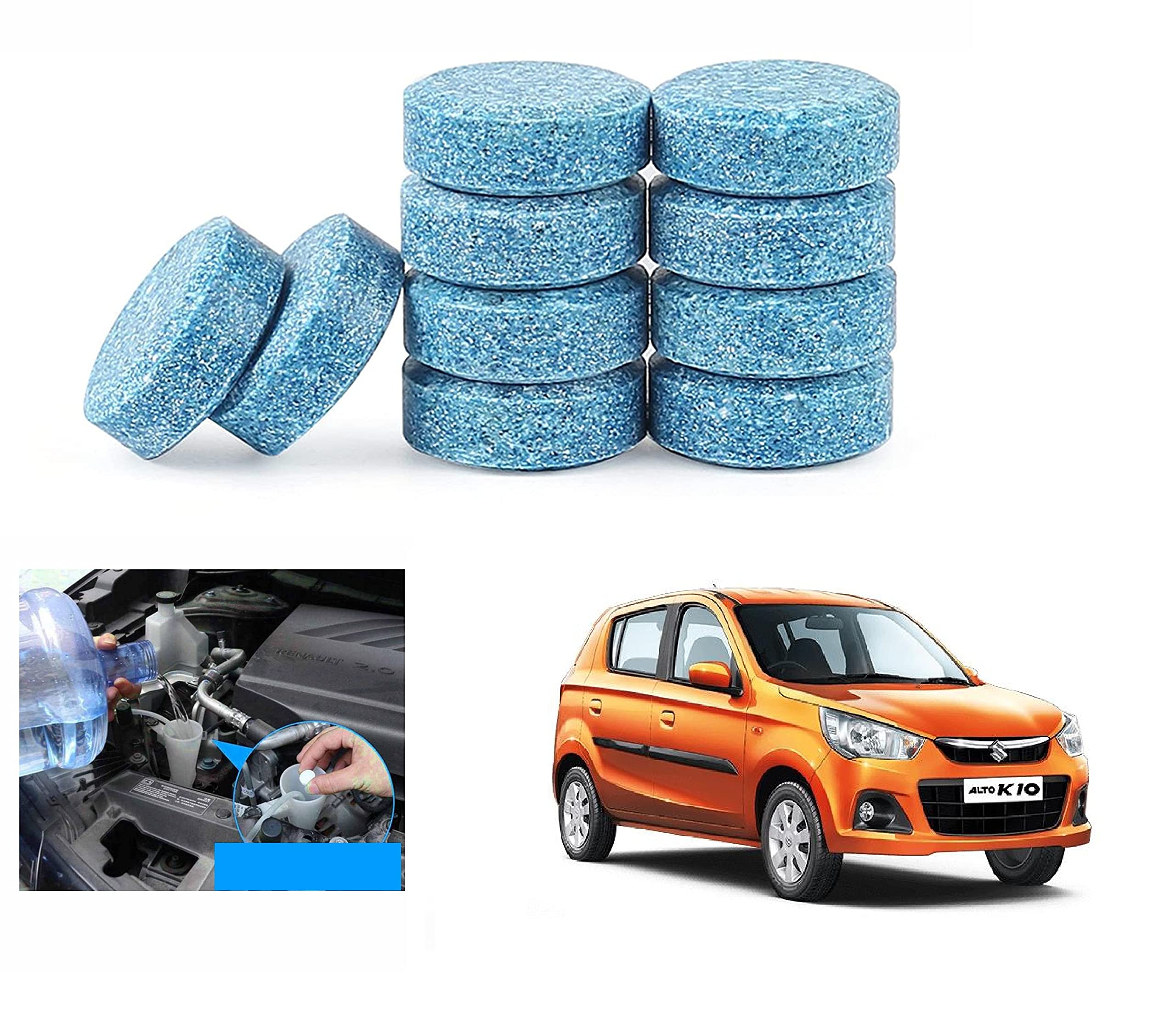 Asryd Car Wiper Detergent Effervescent Tablets Auto Windshield Cleaner Glass Tablets| Better Visibility | Safer Driving | Made in India | for Maruti Suzuki Alto K10 (10 Tablets), Sky Blue-image-33