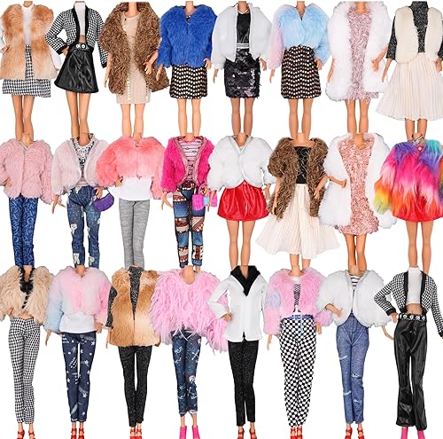 Conjunto de ropa de abrigo de invierno para muñeca de niña de 11.5 pulgadas, suéter de moda de invierno con jeans, vestido de fiesta, faldas,
