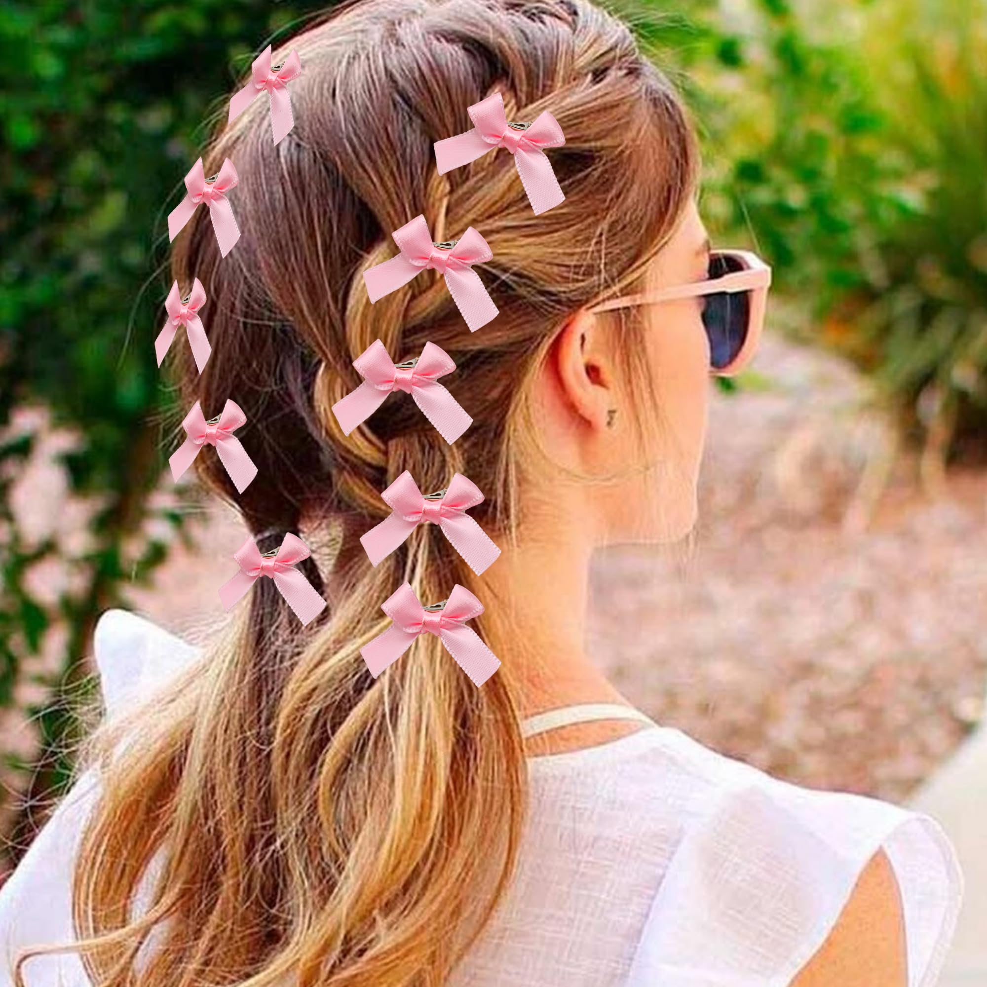 6 fiocchi per capelli da donna, in nastro di raso con clip in metallo, fermagli per capelli con fiocco con nappa con coda lunga, fermagli per capelli con accessori per fiocco