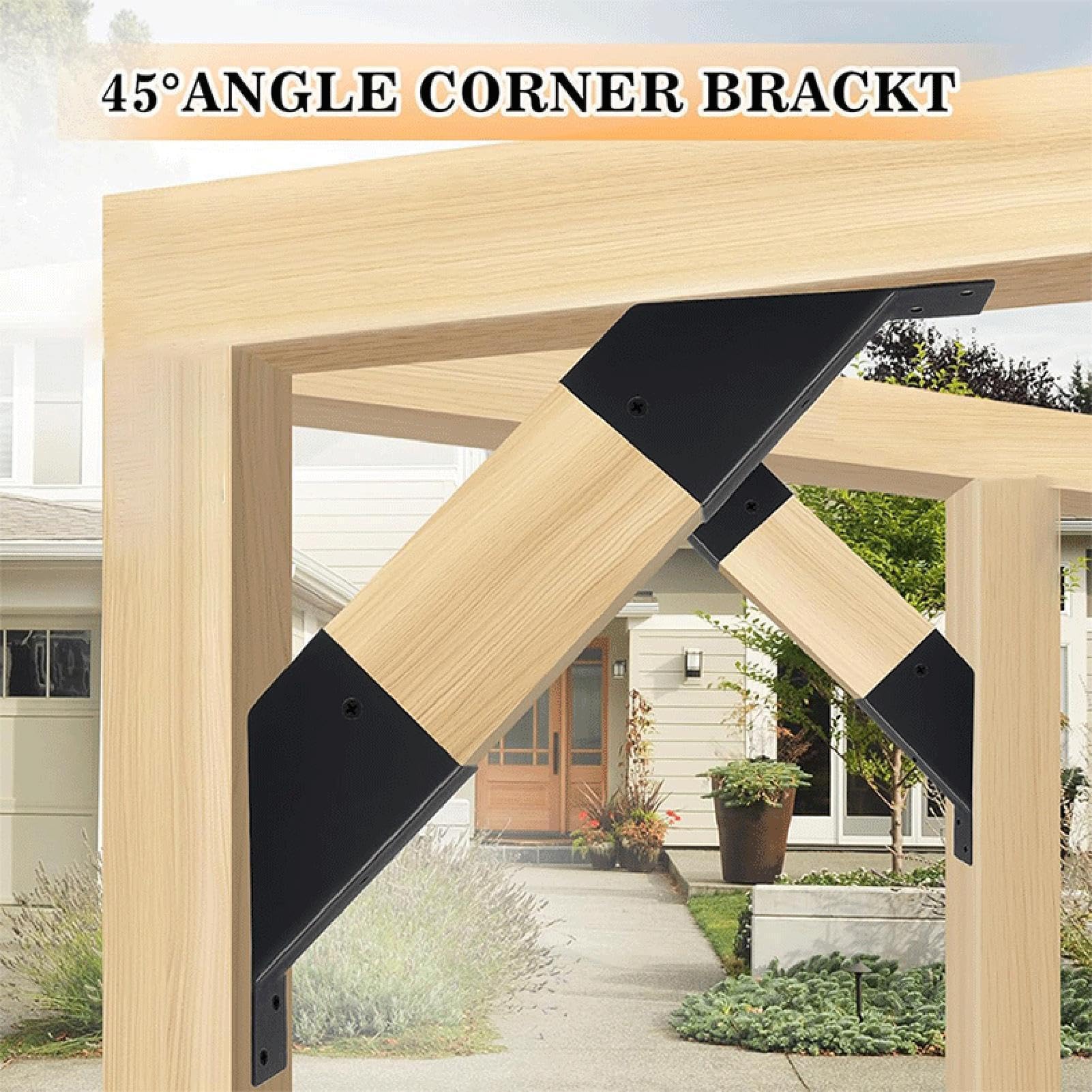 Pergola-Winkelverbinder Schwerlast-Metall-Winkel 45 Grad | 4-teilige Holz-Pergola-Stützhalterungen für Innen & Außen, Garten, Terrasse, , , Fahnenmast, Briefkasten