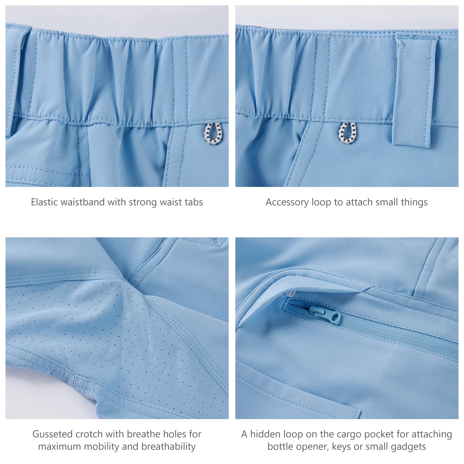 Bassdash FP01M Short Cargo de pêche pour Homme 10,5" à séchage Rapide UPF 50+ résistant à l'eau