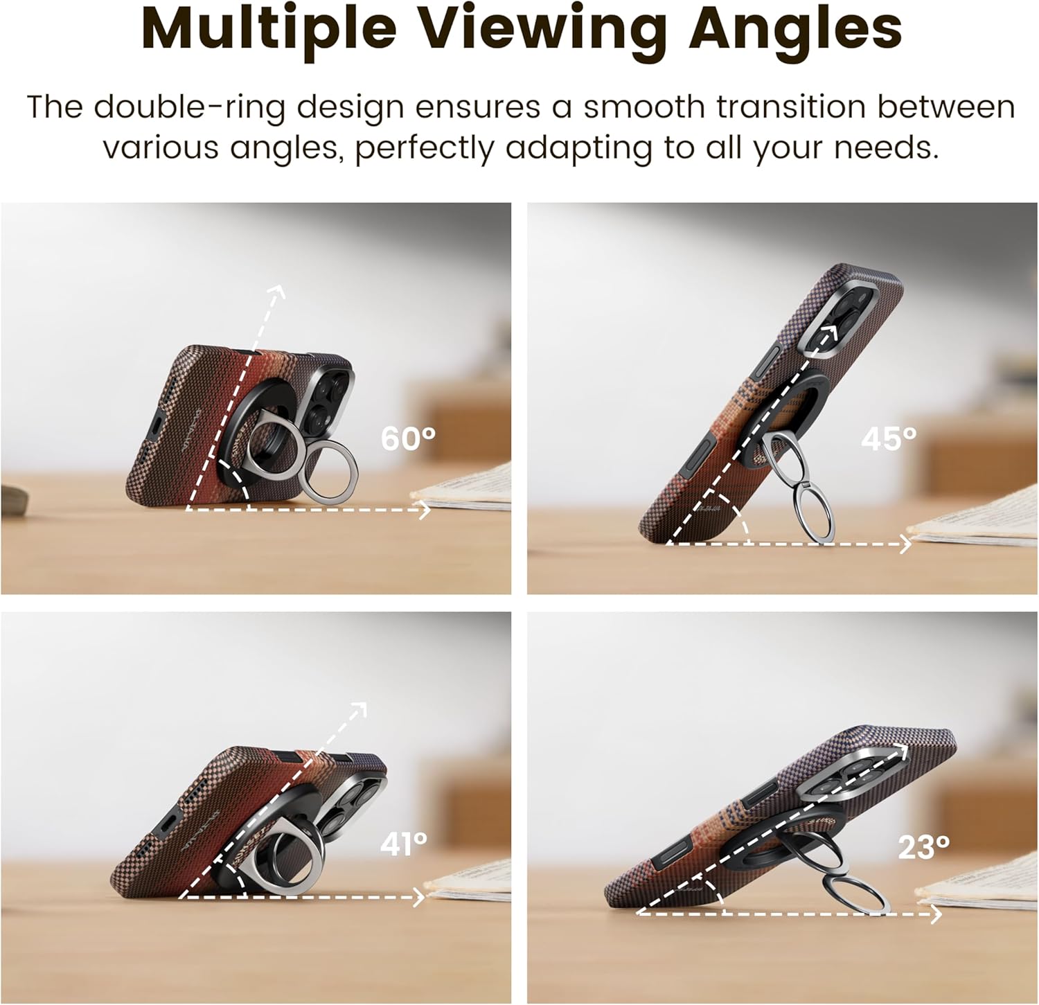 PITAKA MagSafe Phone Grip, 360 Degree Rotation Magnetic Phone Grip Compatible with iPhone 17/16/15/14/13/12 [MagEZ Grip 3, Moonrise]