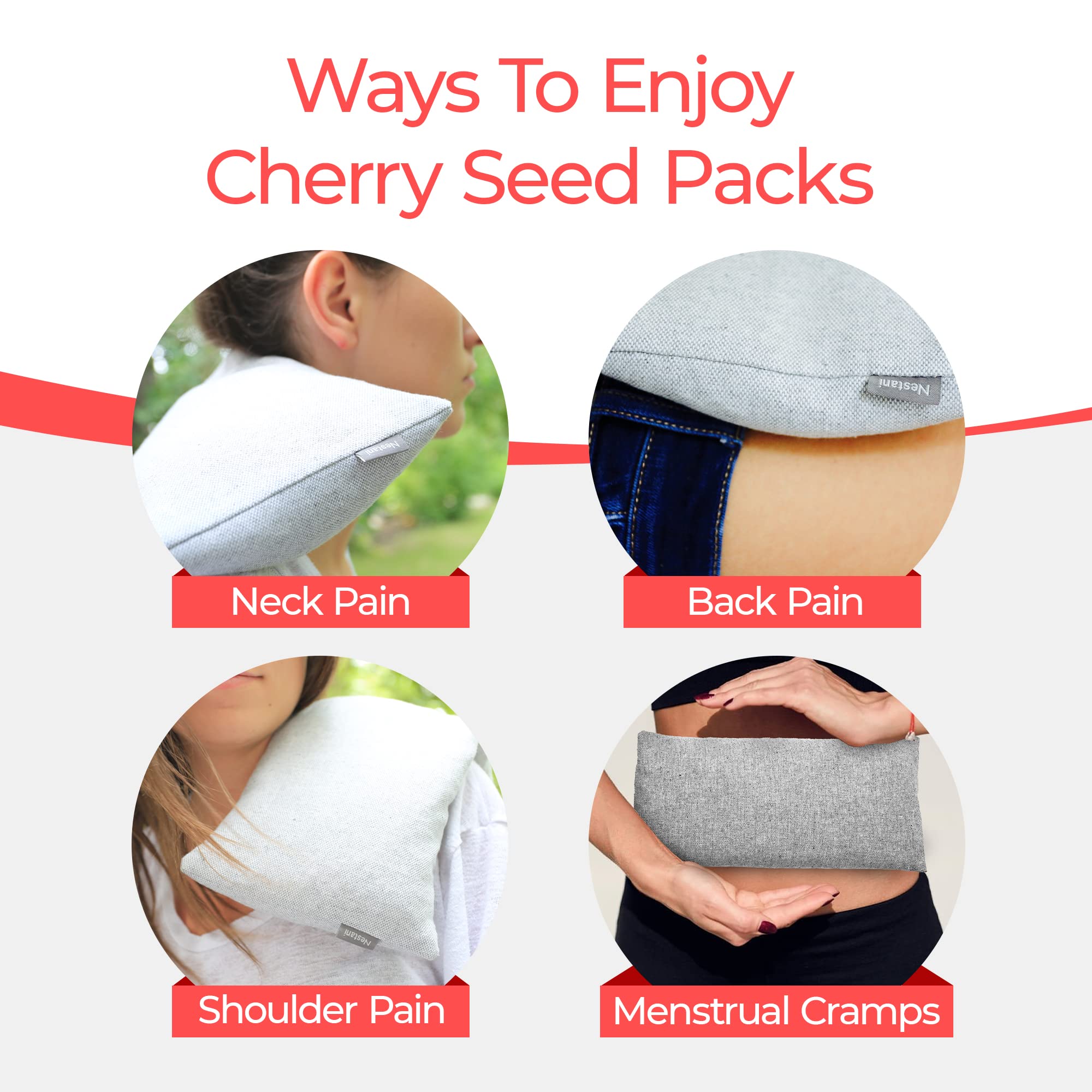 Nestani Microwavable Heating Pad, Cherry Seed Reusable Heat Pack