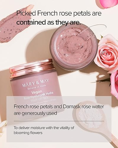 Miniatura 3 de Mary&May Vegan Rose Hyaluronic Hydra Wash Off Mascarilla  Crema Caly Máscara para hidratar, purificar poros, suavizar la piel, cuidado de la piel