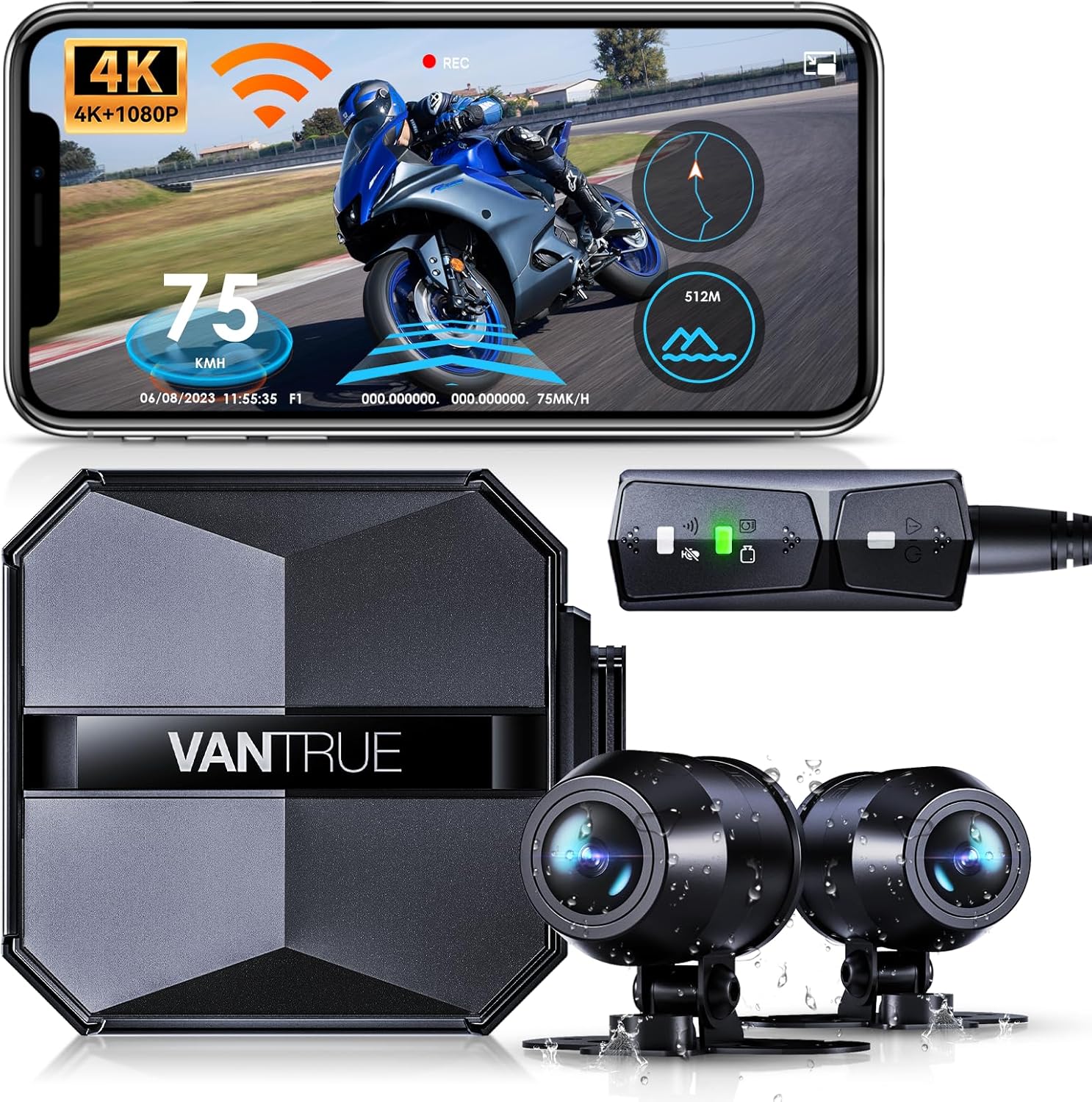 Vantrue F1 Motorcycle 4K Dash Cam Front