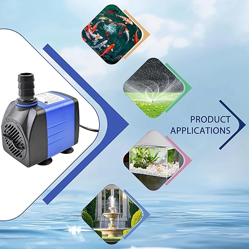 Miniatura 7 de CHANCS Bomba de agua sumergible 10W 158GPH AC 110V FishTank Bomba 4.1ft High Liftfor acuario hidroponía