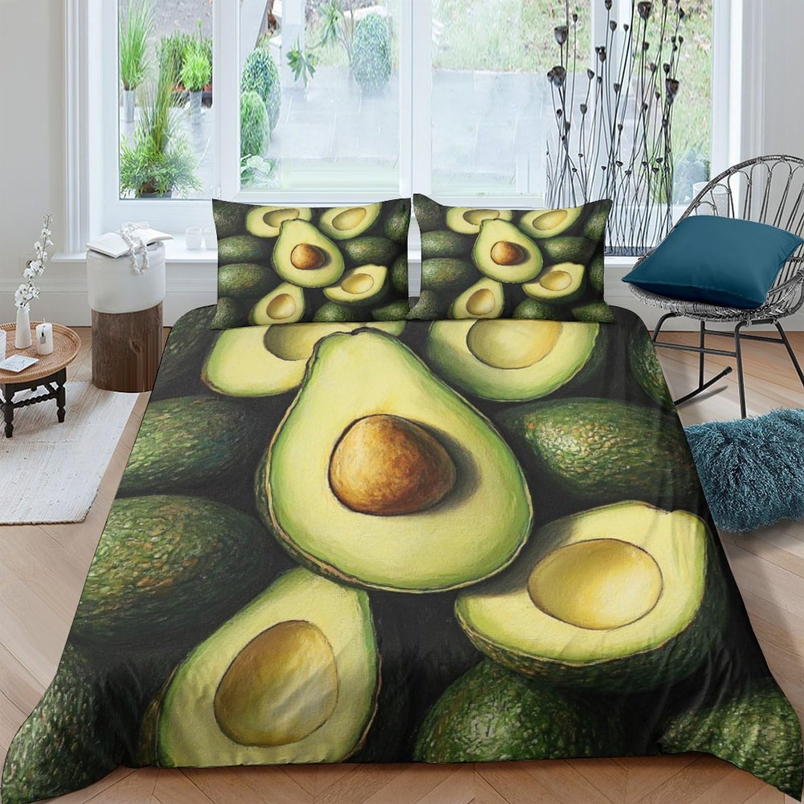 Ctjqhvkz Style-8 3D Printed Avocado Pattern Fitted Sheet Microfiber Soft Green Fruit Bed Cover Anti-Slip Easy Care For Bedroom Guest Room Single（135X200cm）