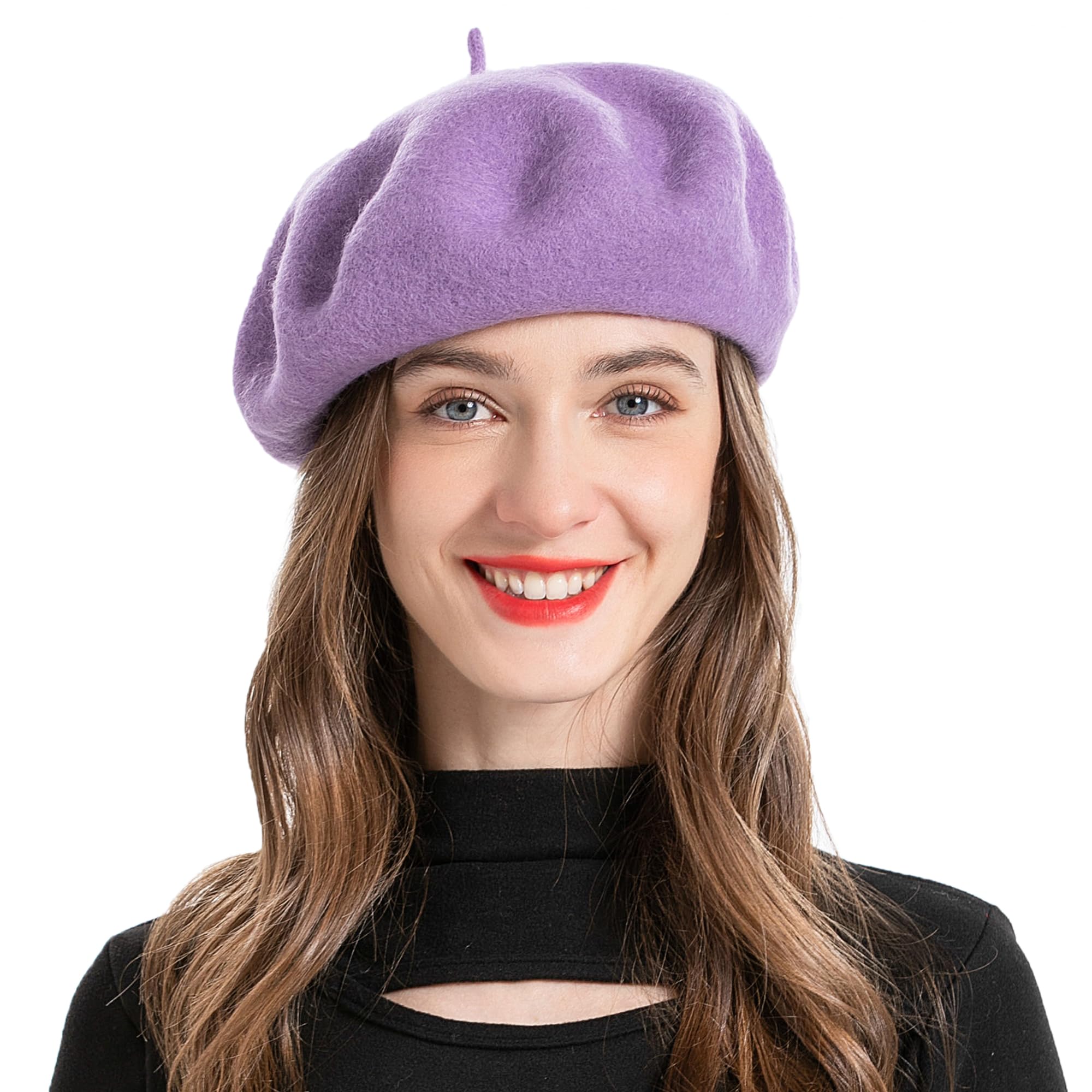 Wool Beret Hat Classic Solid Color French Beret for Women  display picture 2