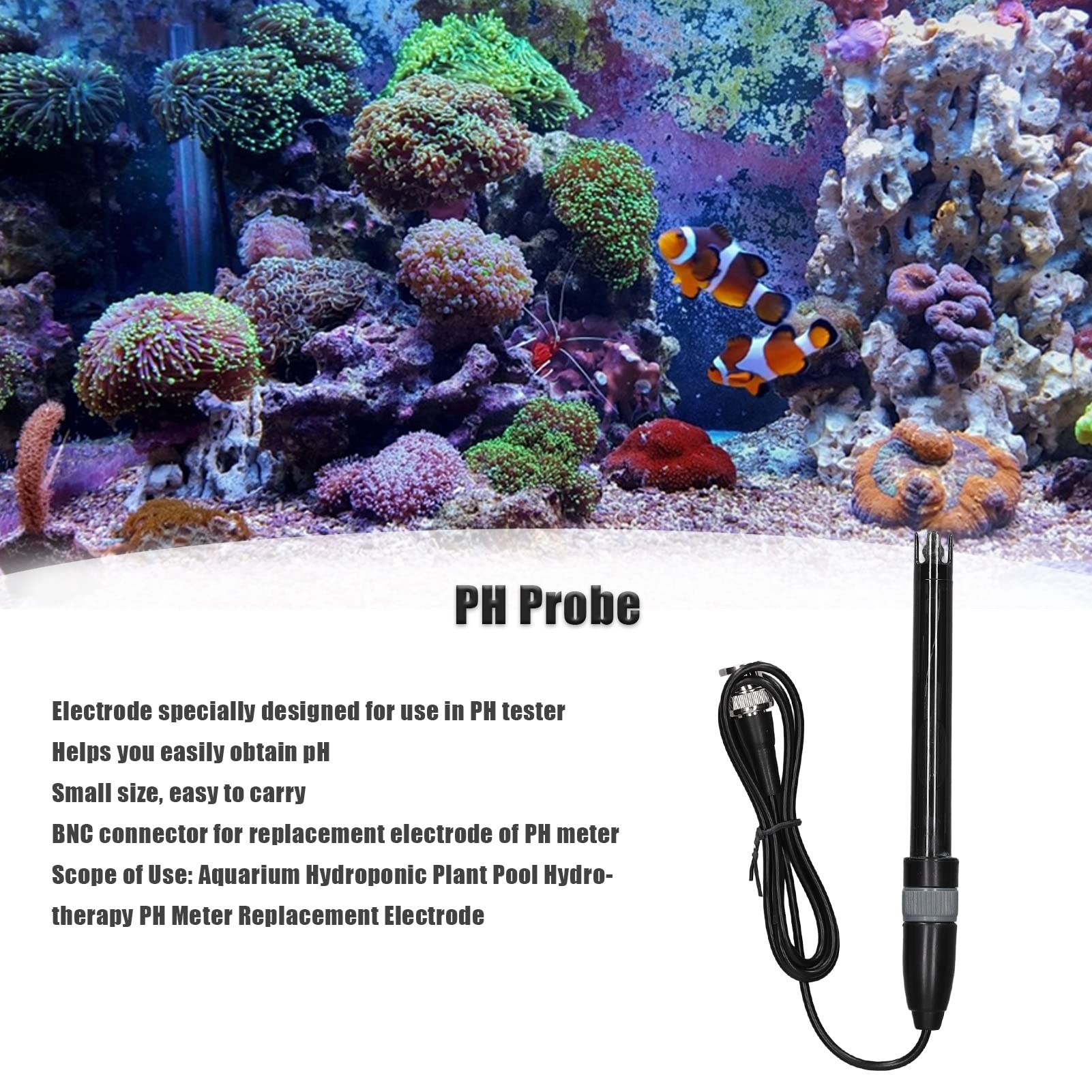 Mesure-controle,Sonde d'électrode de PH pour aquarium, connecteur BNC Mesure-controle,Sonde d'électrode de PH pour aquarium, connecteur BNC