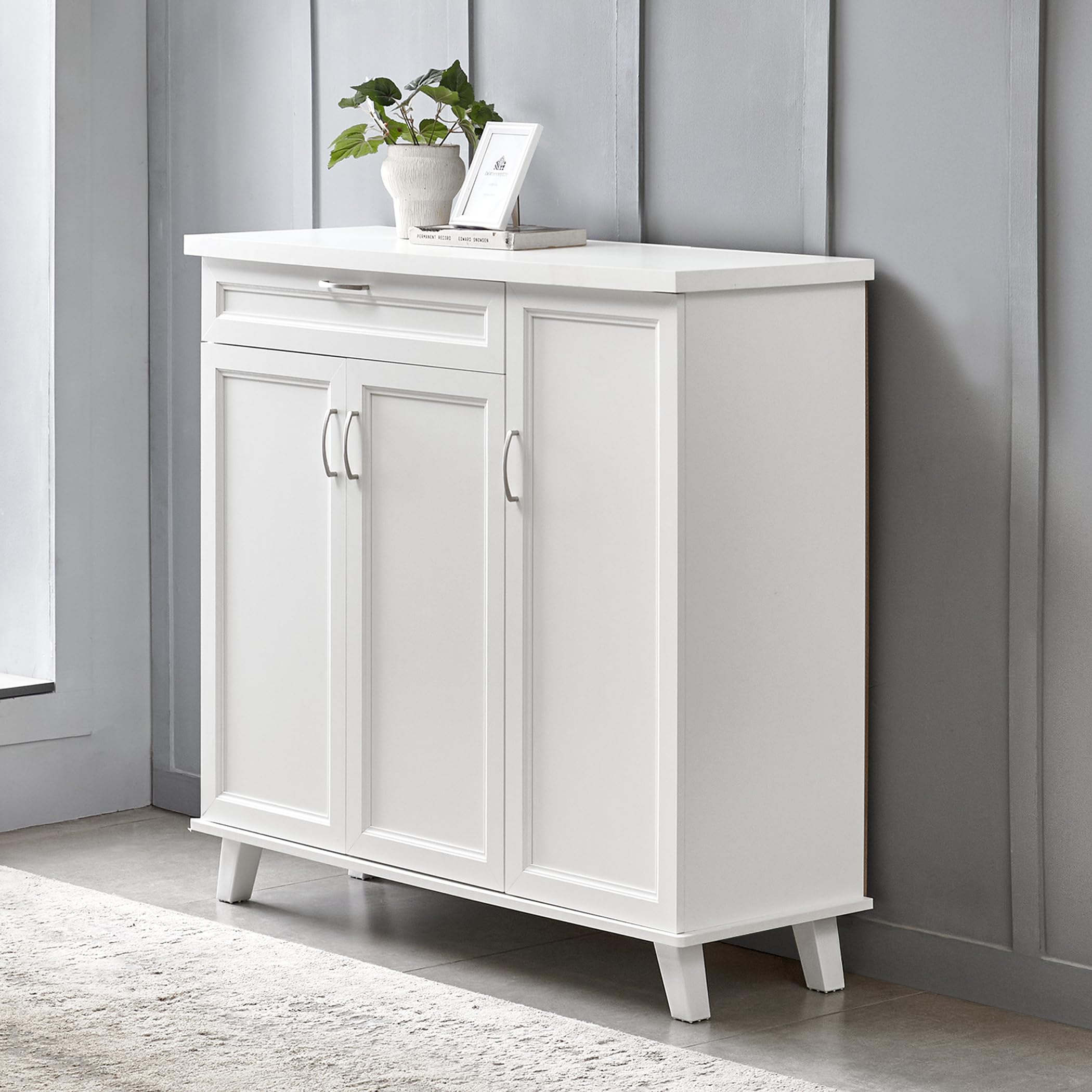 Home Centre | Helios Alton 16 Pair Shoe Cabinets | Shoe Storage for Home | Engineered Wood | White | 1 Year Warranty-image-43