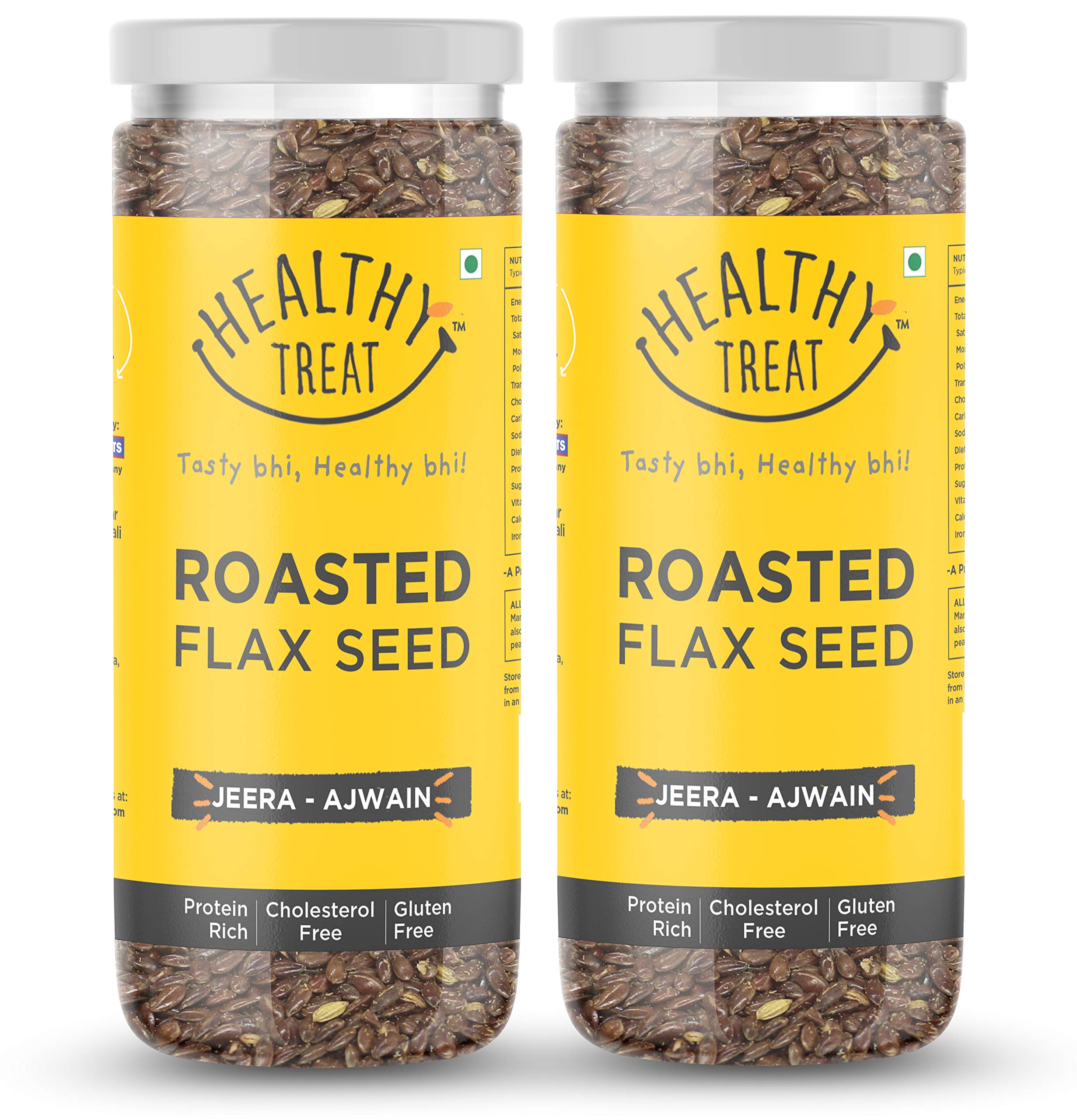 Healthy Treat Roasted Flax Seeds 300gm, 2 x 150gms Jar | Alsi Seeds | Rich In Fibre & Omega-3 | Diet Snacks | Flax Seeds for Eating | Immunity Booster | Flax Seeds with Jeera Ajwain (B084MHGVSH) Amazon Price History, Amazon Price Tracker