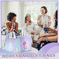 Vista 4 de Norme Juego de 24 piezas de regalo de despedida de soltera, 12 bolsas de despedida de soltera occidental, 12 coleteros para el pelo, con estampado