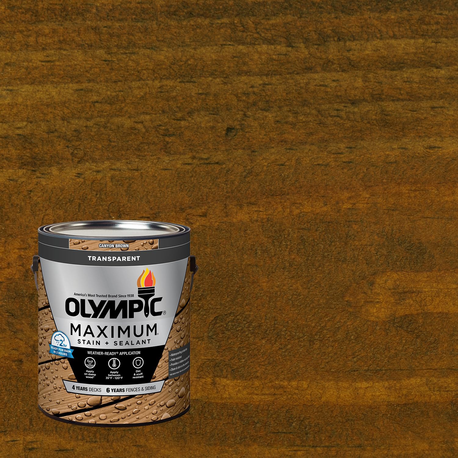 Olympic Maximum 1 gal. Canyon Brown Transparent Exterior Stain and Sealer in One Low VOC
