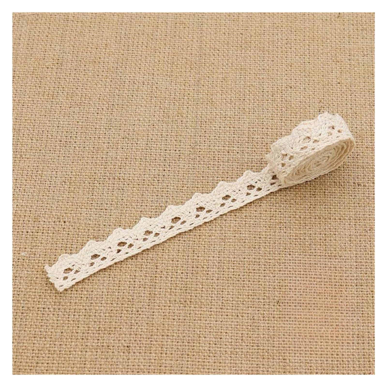 Koronkowa taśma ozdobna, Fabric Lace Trim Ribbon White Beige 1.5-4.5cm Wide 5-10m Long(Beige [Width 1.5 Cm],10 meters)