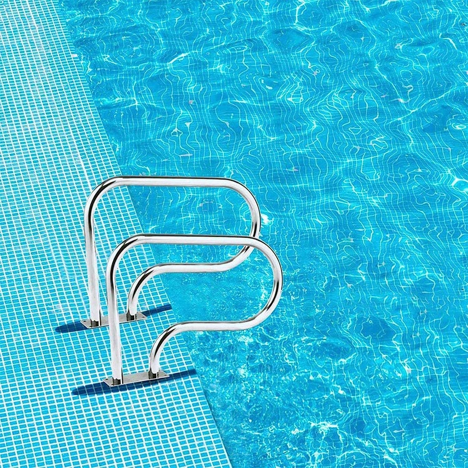 MSHGSKU Pool Handrail Swimming Pool Safety Hand Rail Inground Pool Pool Railing, Ramp Ladder Stair Handrail,Swimming Pool Pool Railing, 304 Stainless Steel Pool Railing Handrails Easy to Install,Siz