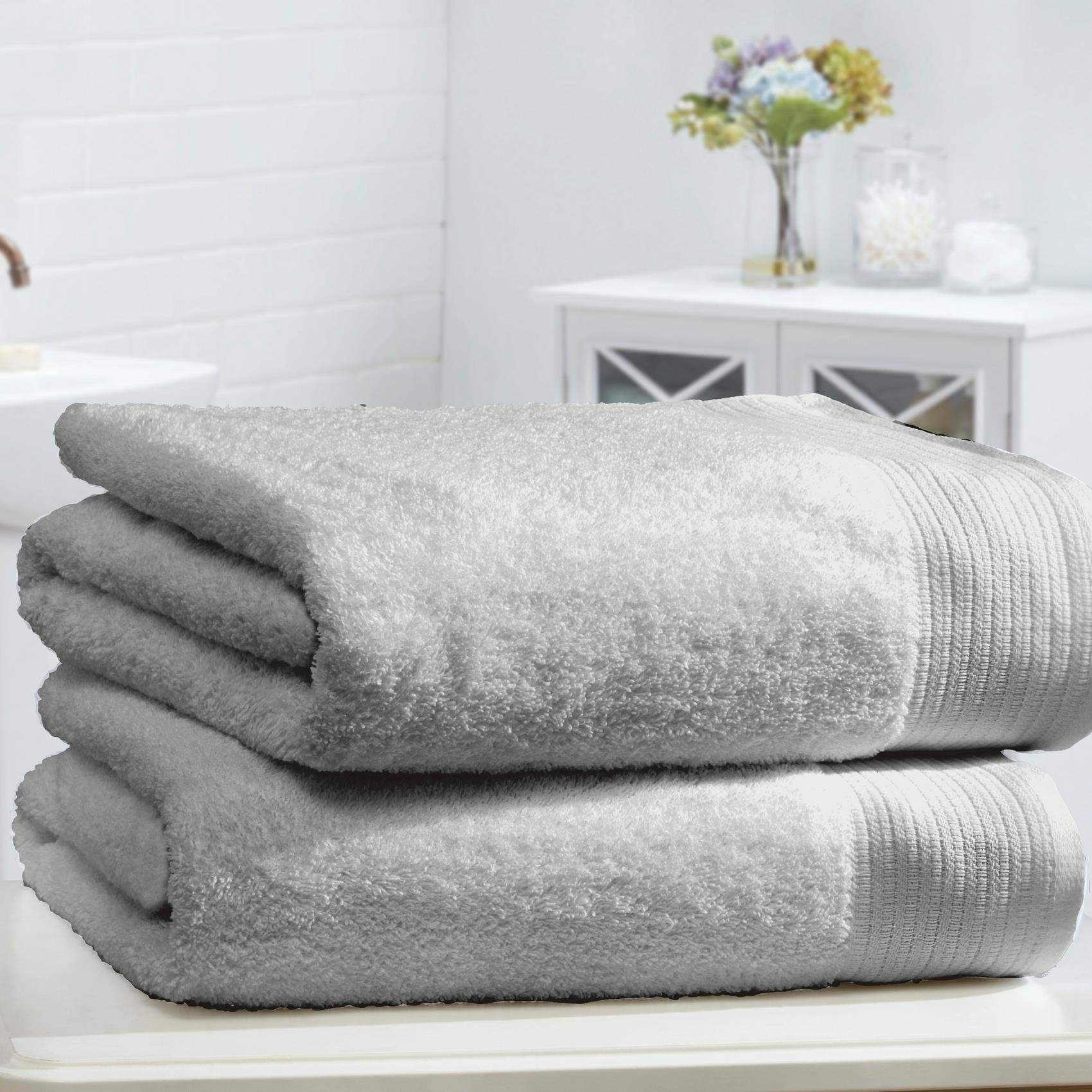 Rapport Home Silver Rapport Chatsworth 2 Piece Luxurious Super Soft Egyptian Combed Cotton Towel Bale