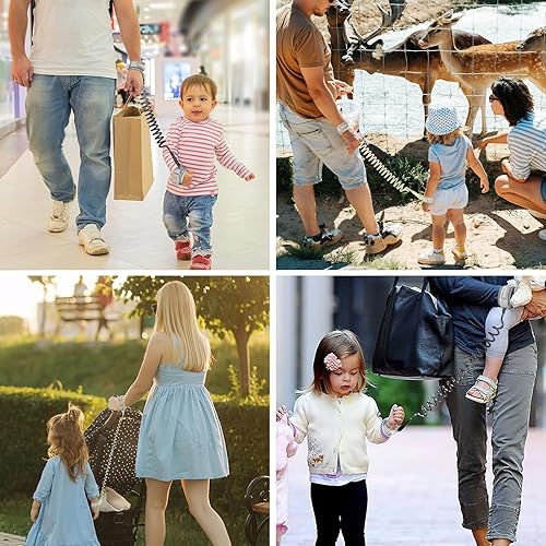 Miniatura 7 de Zooawa Paquete de 2 correas para niños pequeños, arnés antipérdida de muñeca con bloqueo magnético, arnés reflectante de seguridad para caminar,