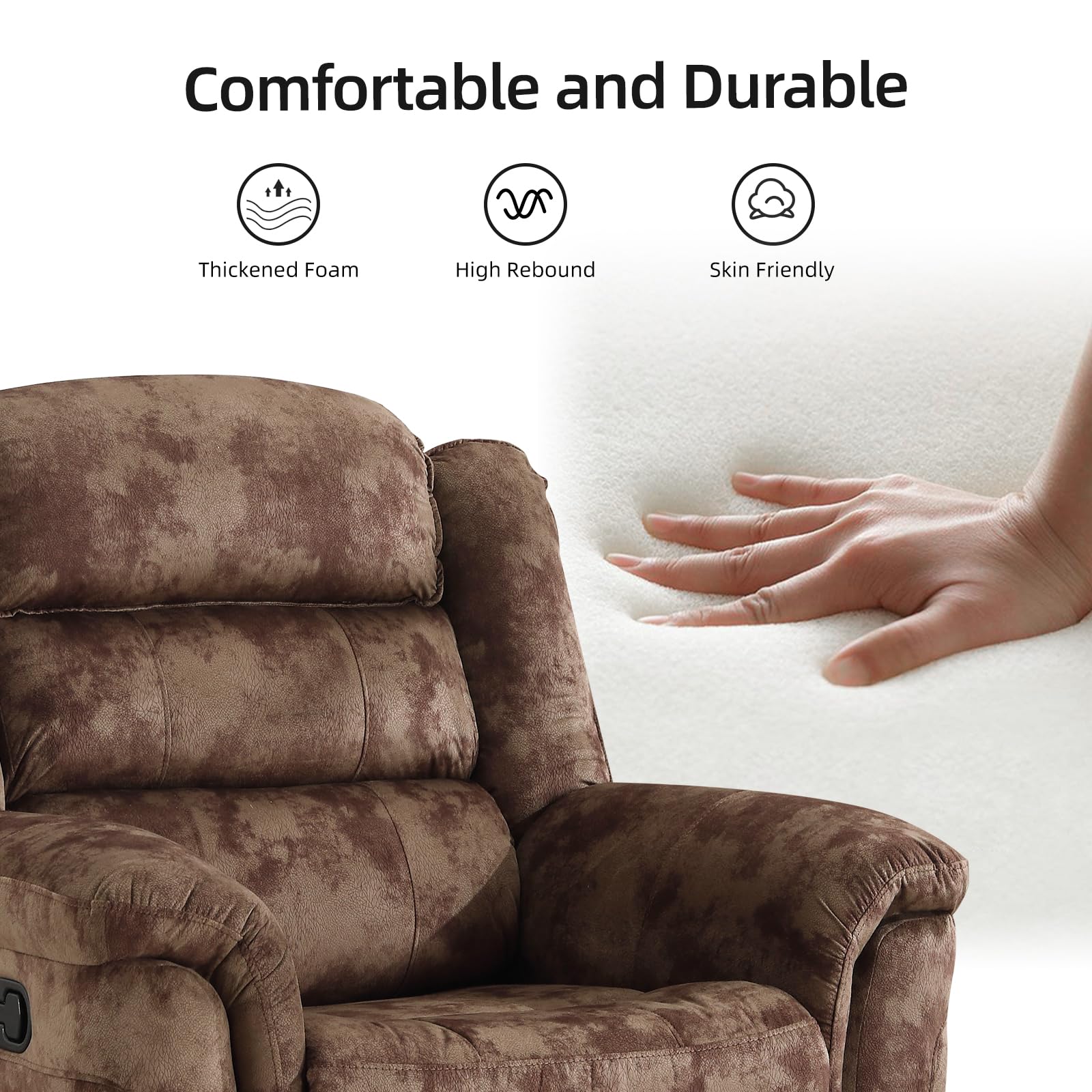 EBELLO 2 Pieces Reclining Couch Furniture Set, Overstuffed Reclining Loveseat Co — product photo