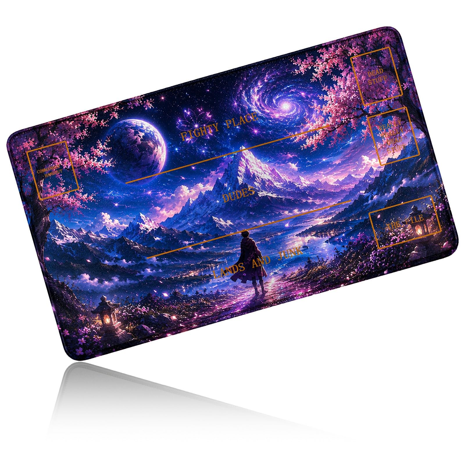 Dikoer for MTG/TCG Playmat w/Zones Commander Deck Mat, Cherry Blossom Galaxy