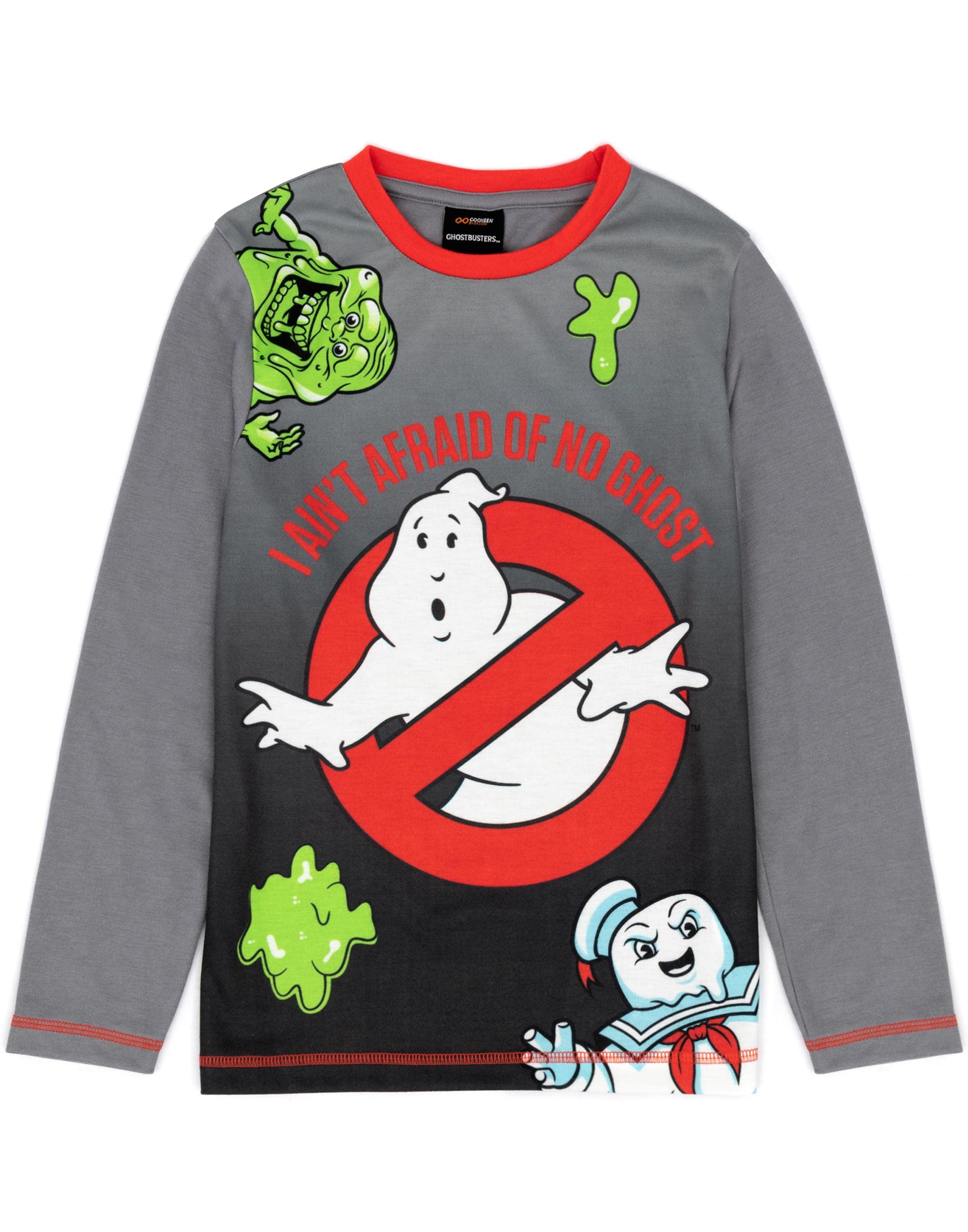Ghostbusters Kids Pyjamas | Boys Girls Grey Black Ghosts T-Shirt Long Length Bottoms Pjs | Childrens Movie Merchandise