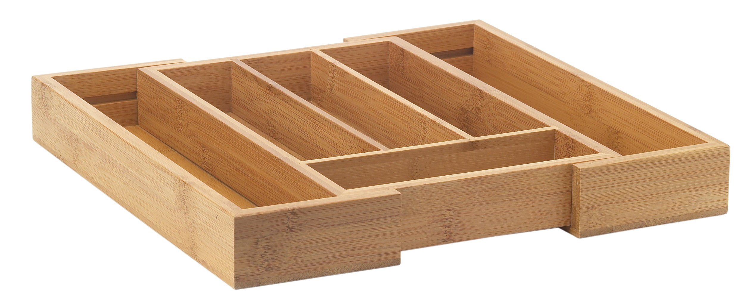 Helen’s Asian Kitchen Expandable 6-Slot Utensil Drawer Organizer and Silverware Cutlery Storage Tray, Natural Bamboo, 14 x 9.25-Inches, Expands to 14-Inches Wide