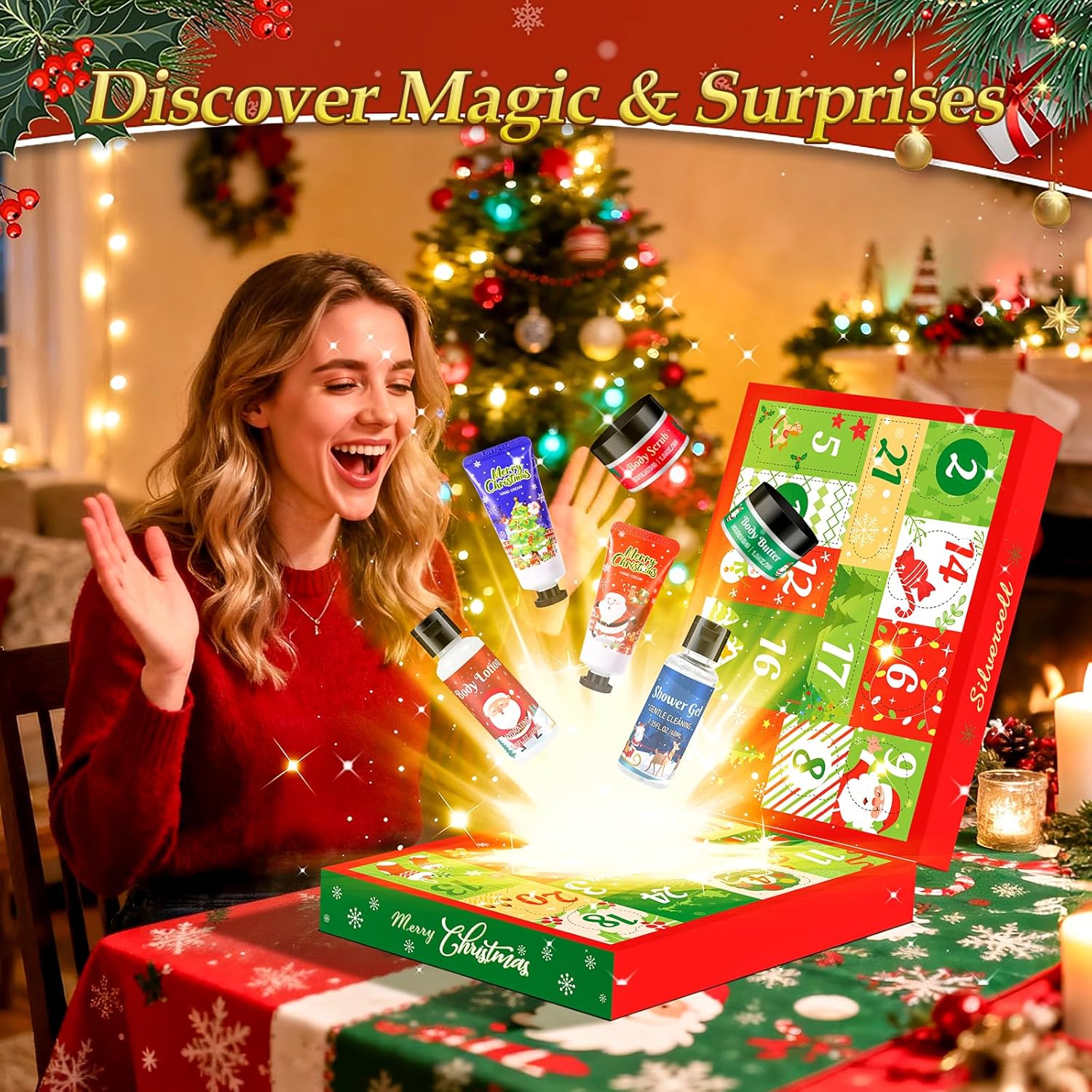 Silvercell Advent Beauty Calendar 2025 Christmas Gifts for Women, Advent Calendar for Teen Girls Bath and Body Gift Set, 24 Days of Christmas Surprise Box Spa Gifts for Women & Teen Girls - Image 7
