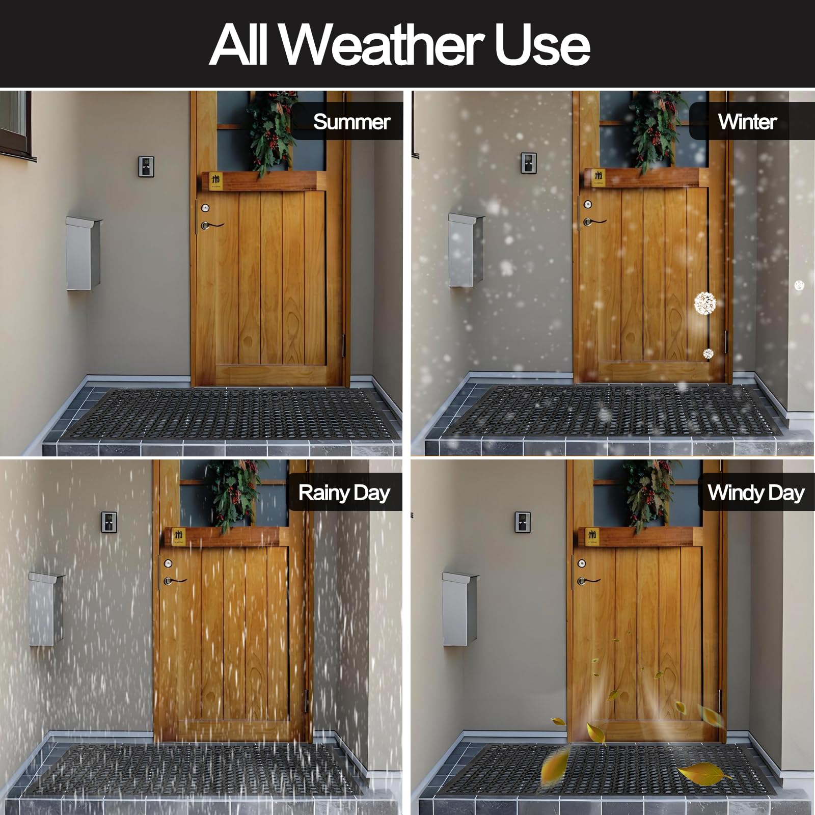 Anti Fatigue Rubber Floor Mats, 24 x 36 Inch Non-Slip Restaurant Mat Door Mat Drainage Mat for Indoor Outdoor Wet Area, Pool Entry, Garden - Black