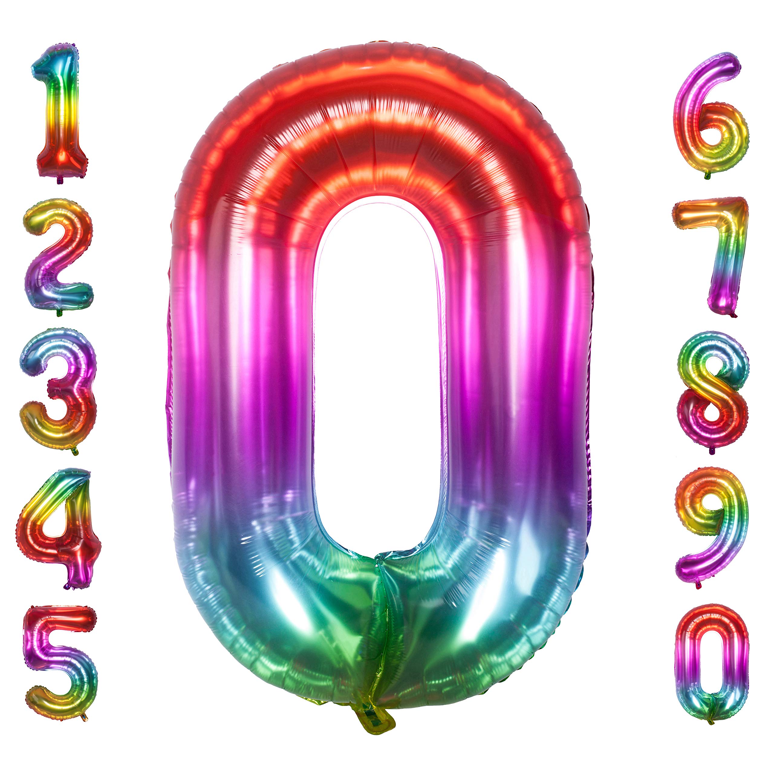 Red 0 balloon 40 Inch Giant Helium Foil Number 0 to 9 Red Balloon Birthday Wedding Party Digital Decorations (Number 0) — view 438