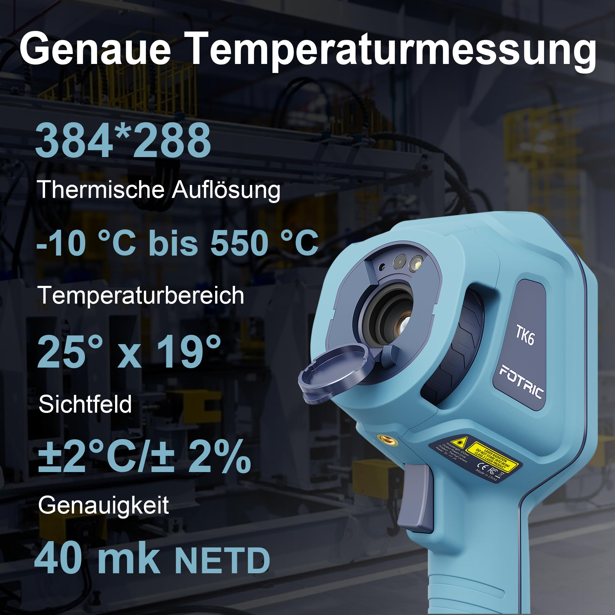 TK6 Wärmebildkamera, echte 384x288 IR-Auflösung, 40mK NETD, 30Hz, IPS-Touchscreen 3,5", Wechselakku, manueller Fokus, 5MP, -20°C bis 550°C, für Elektroinspektion, Gebäudethermografie & HLK