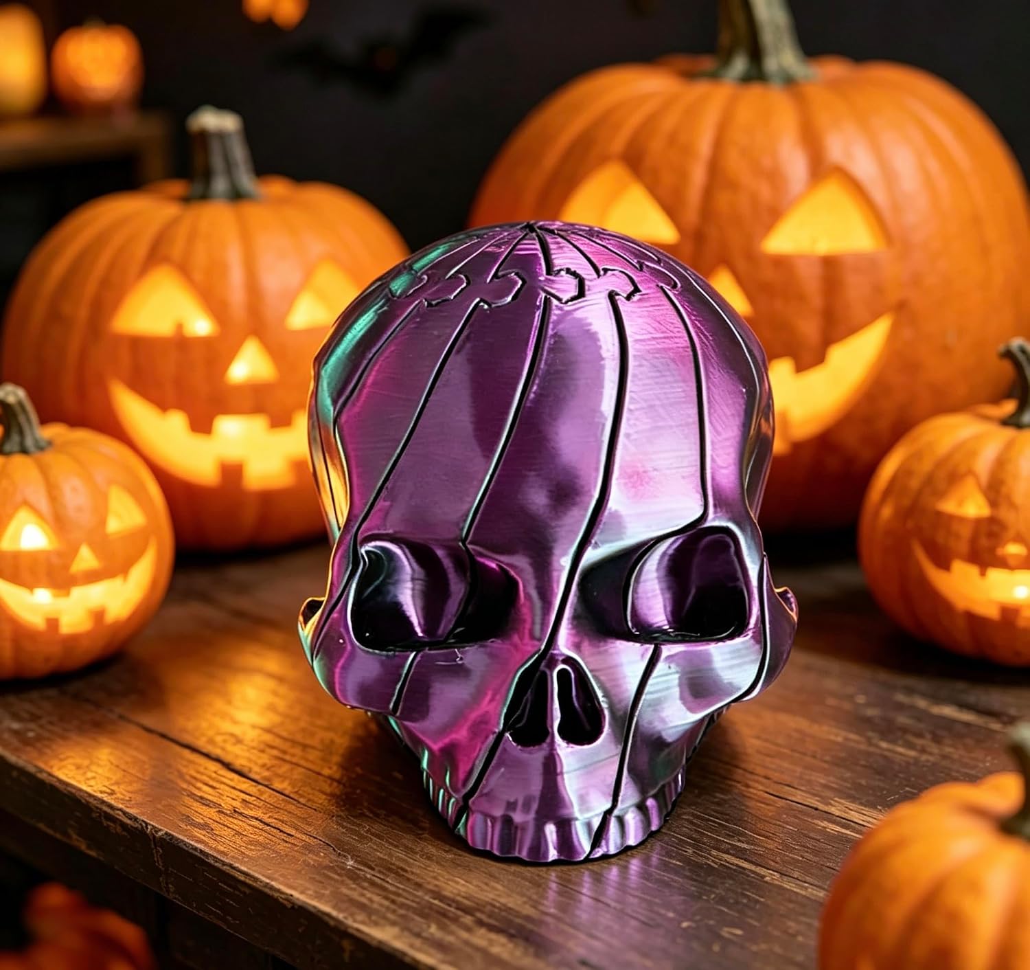 3D Printed Twisty Skull Fidget Toy, 3D Printed Skeleton, Rotating Clicker Fidget, Skull Sensory Toy for Stress Relief, Pocket Quiet Desk Fidget, Halloween Gothic Novelty Gift (Gradient Pink)
