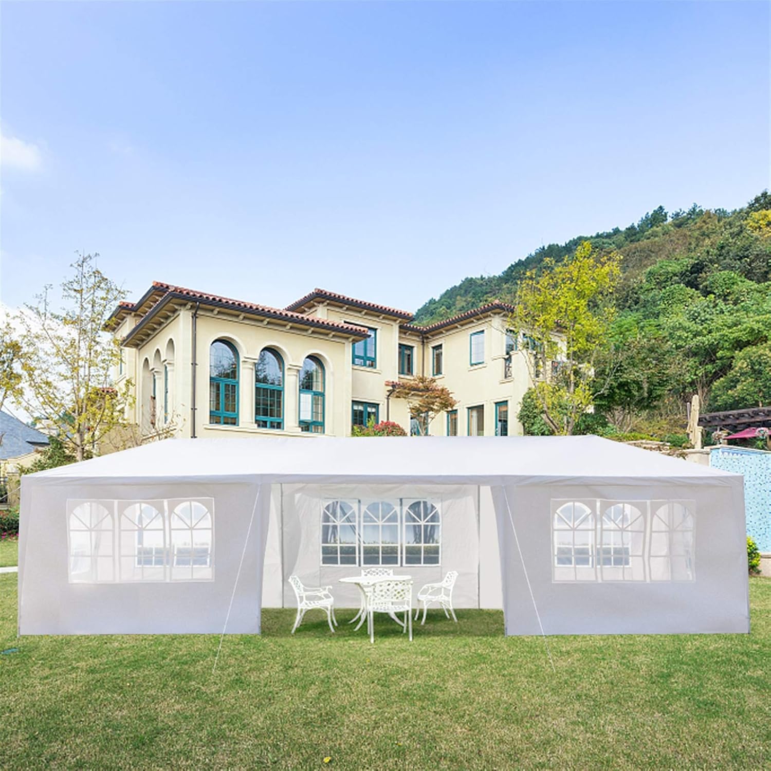 Outdoor Gazebo Canopy Wedding Party Tent Camping Shelter Commercial Instant Shelter Waterproof Tent with Removable Side Walls (10'x30' Eight Sides)