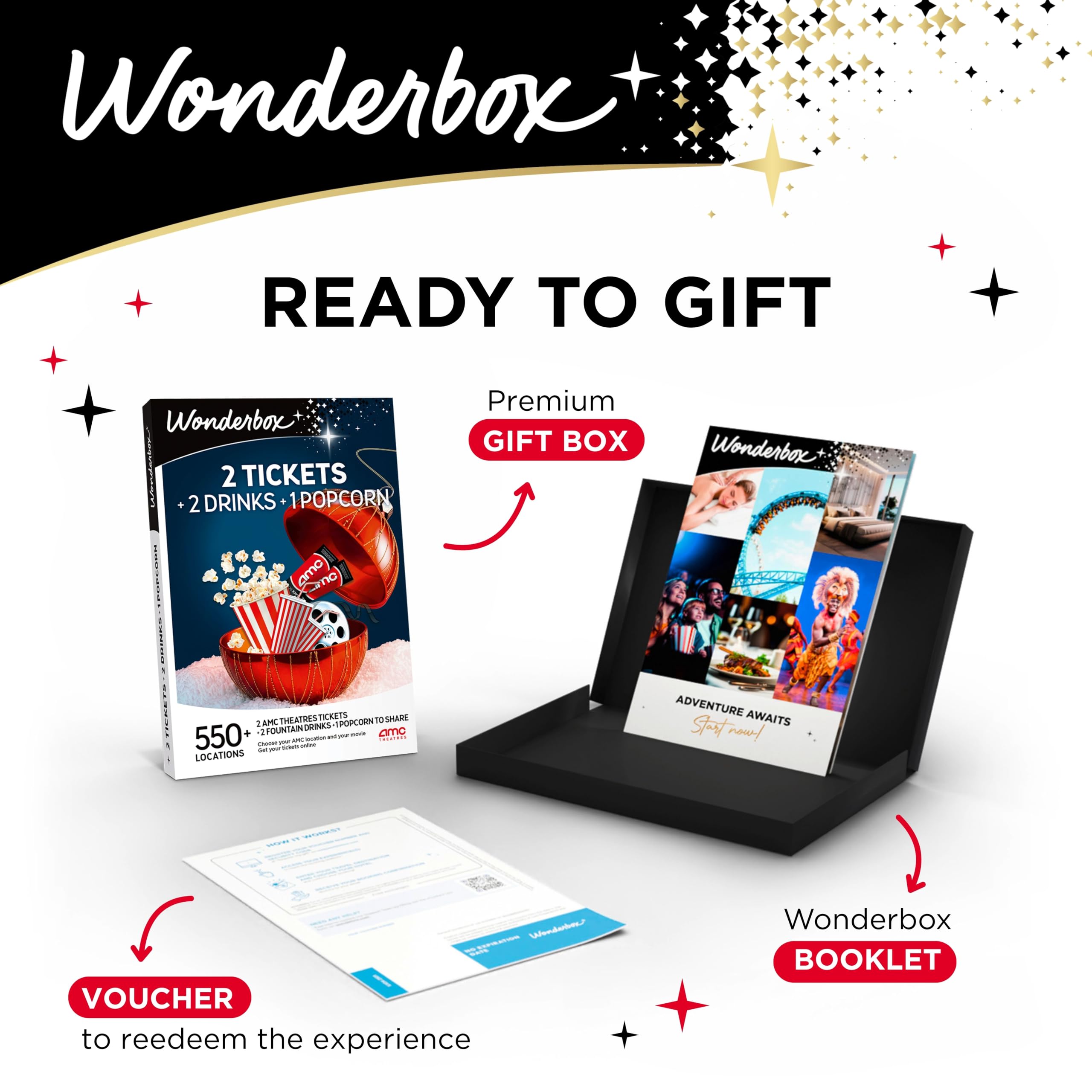 Wonderbox - AMC Movie Christmas Gift Box - 2 biglietti, 2 bevande, 1 popcorn