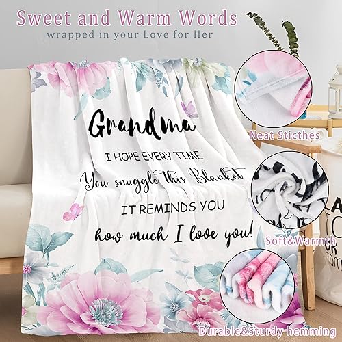 Miniatura 2 de Manta de regalo para abuela, regalos de abuela de nietos, regalos para Gigi, regalo de cumpleaños de Grammy, manta de texto "I Love You", regalo de