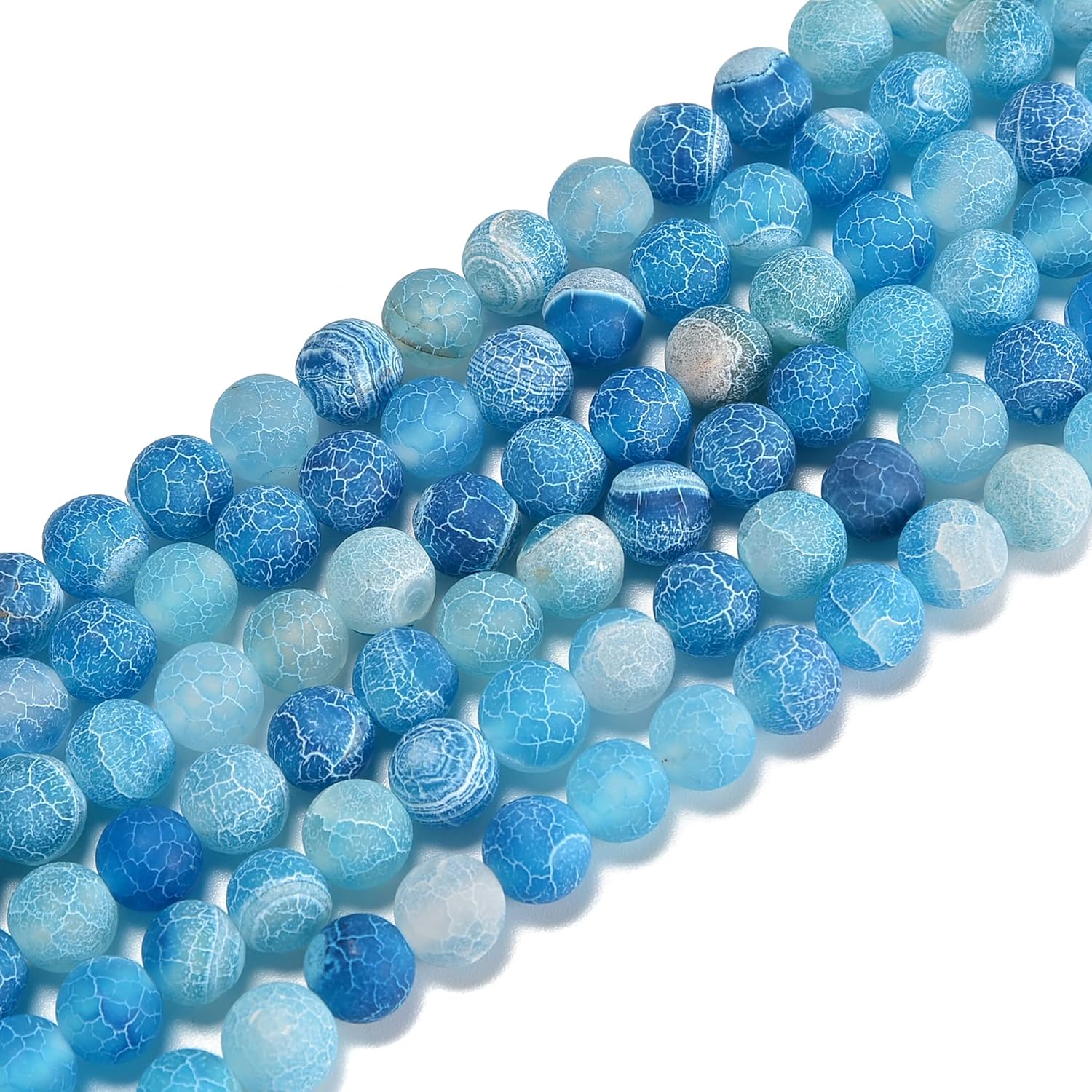 jodaying 8mm Froasted Blue Agate Round Natural Gematone Loose Beads for Jewelry Making DIY 1 Strand 15" 8mm Blue Froasted Agate