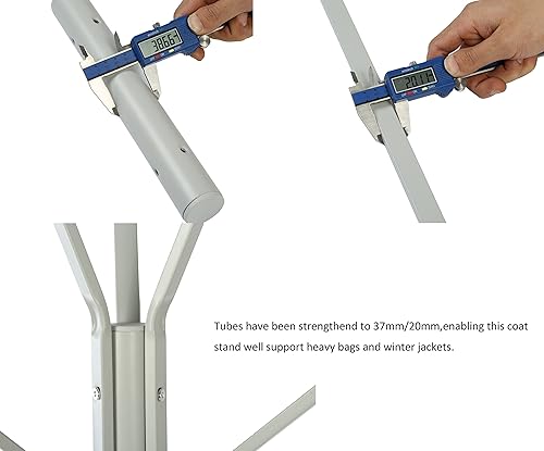 Miniatura 16 de Perchero para sombreros, soporte de metal para sombreros, con 9 ganchos para ropa, sombreros y bufandas, color negro, 17.72 pulgadas de ancho x