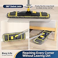 Vista 3 de Yocada Dust Mop for Floor Cleaning with 2 Different Mop Pads (in Total) Wet & Dry for Hardwood Ceramic Marble Tile Laminate Home Kitchen 51in Long