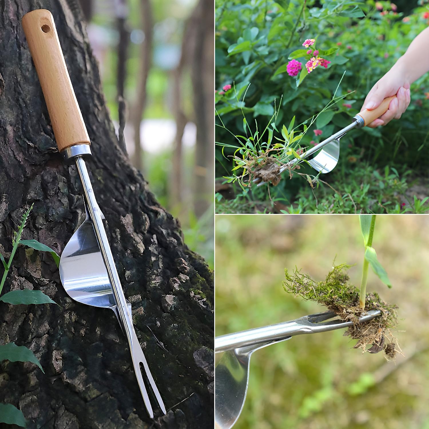Lot 2 Désherbeurs Manuels Long Manche En Acier Inoxydable Outils Jardinage Efficaces Anti Mauvaises Herbes 97300171