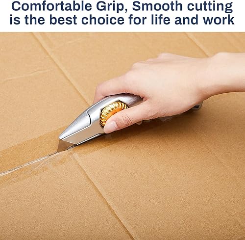 Miniatura 6 de Leriton Cuchillo de techo de hoja fija plateada, 4 unidades, cuchillo de techo resistente, cuchillo utilitario, herramientas para techos, cortador