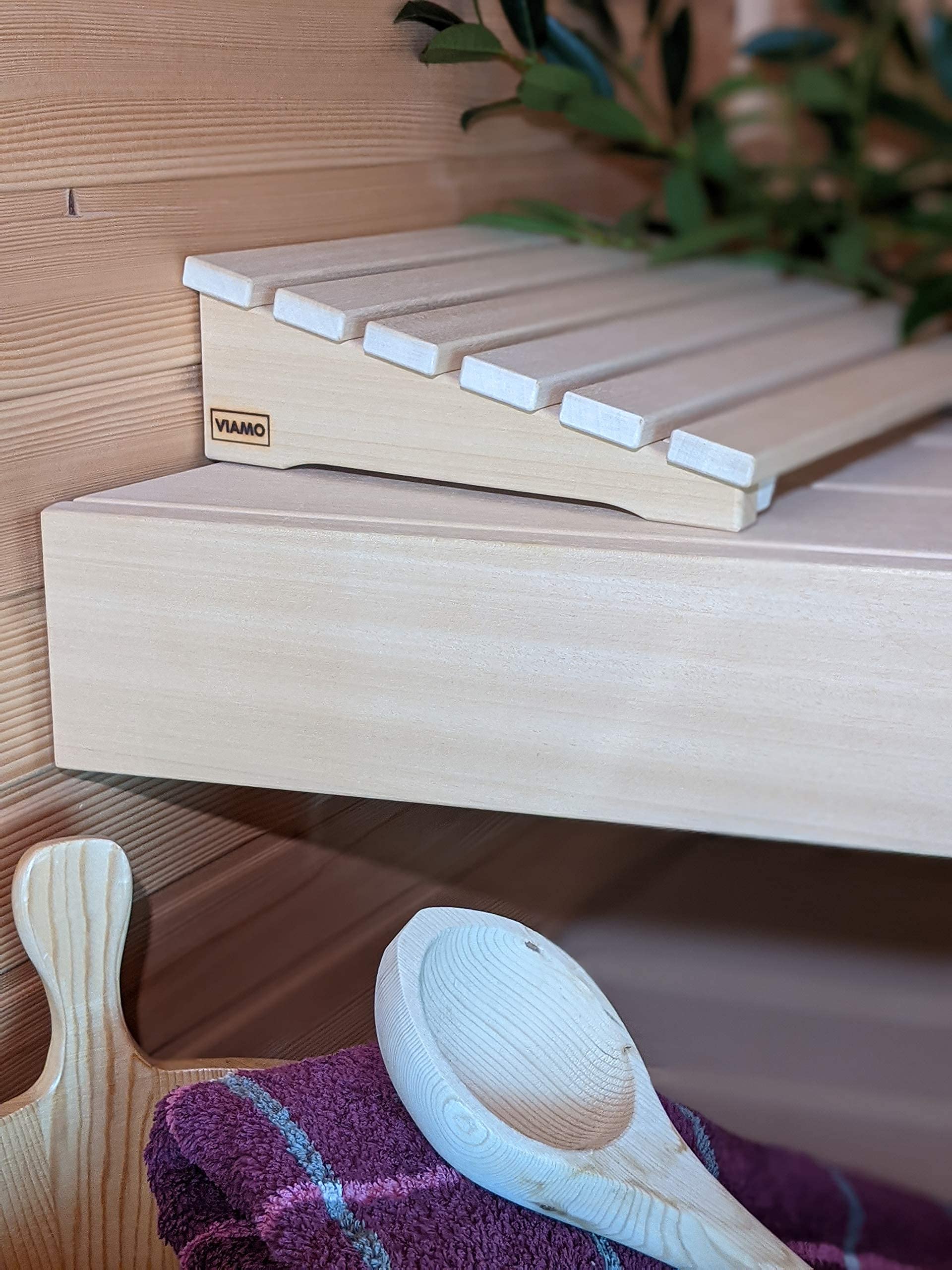 VIAMO® Sauna Kopfstütze Kopfteil Rückenlehne aus Abachiholz (Set aus 2